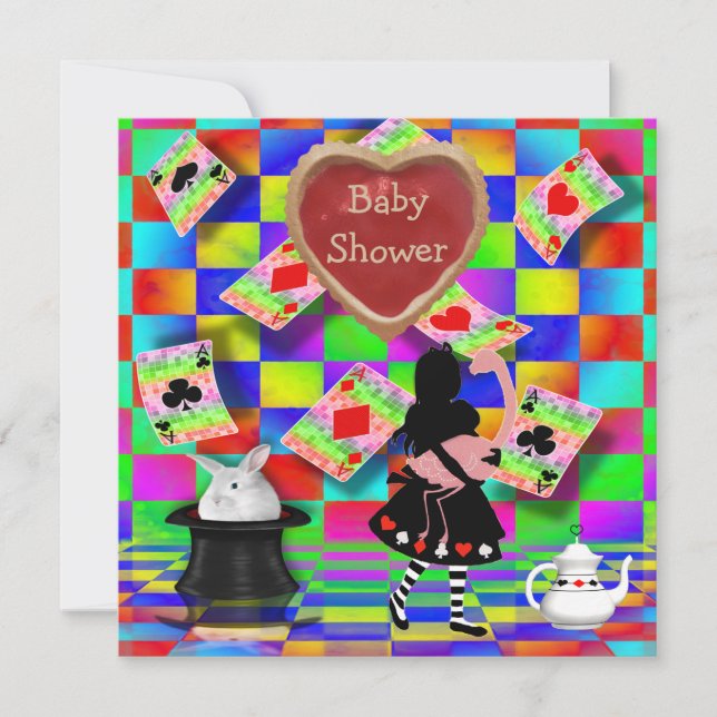 Neon Alice & baby shower för hjärta för Inbjudningar (Framsida)