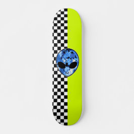 Neon Alien Checkboard Mini Skateboard Bräda 18,5 Cm