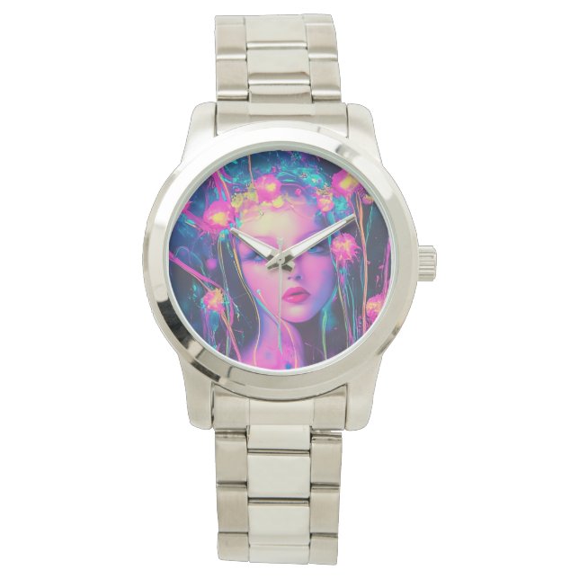Neon Alien Goddess Armbandsur (Framsida)