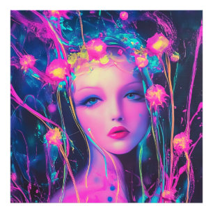 Neon Alien Goddess Fototryck
