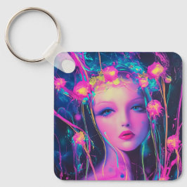 Neon Alien Goddess Nyckelring