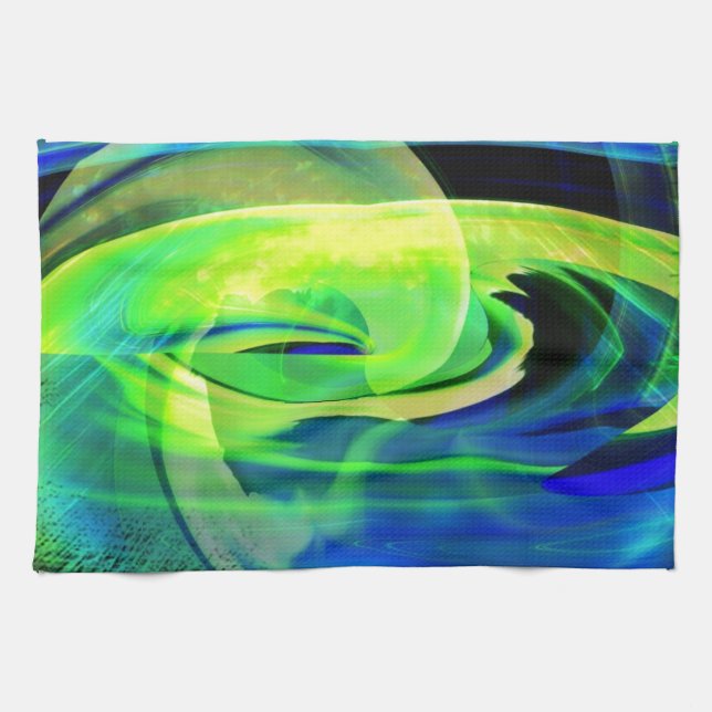 Neon Alien liggande Abstrakt Kökshandduk (Horisontell)