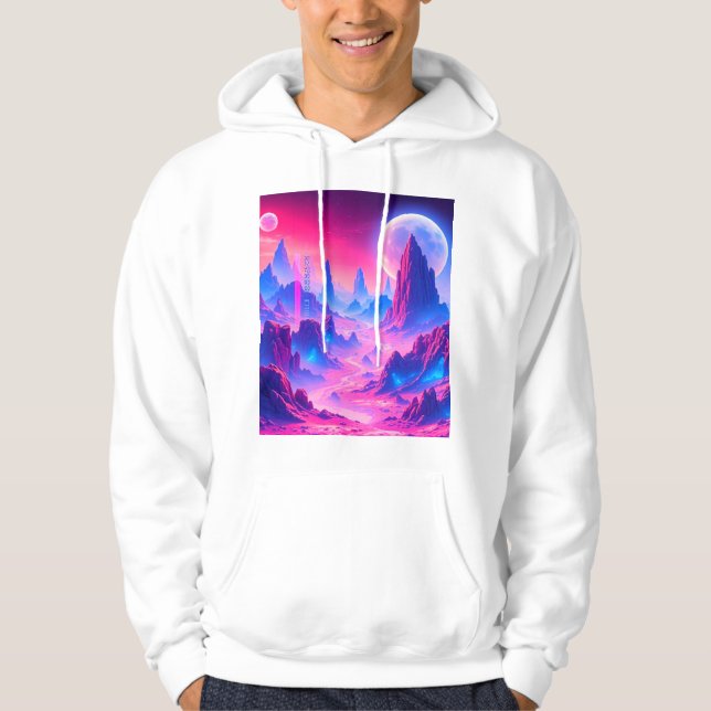 Neon Alien Planet Hoodie | Sci-Fi Cosmic Apparatur (Framsida)