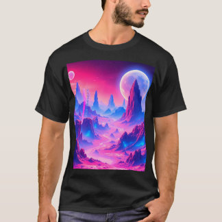 Neon Alien Planet liggande | Sci-Fi Fantasy Art T Shirt