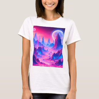 Neon Alien Planet liggande | Sci-Fi Fantasy Art T Shirt