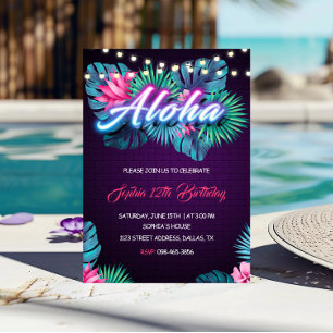 Neon Aloha Birthday-inbjudan Inbjudningar