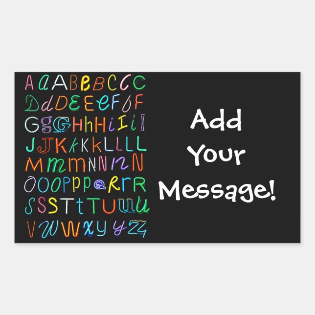 Neon Alphabet Rektangulärt Klistermärke (Framsida)
