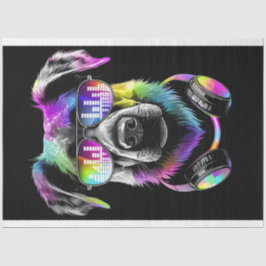 Neon Alsation med hörlurar Handlingspapper