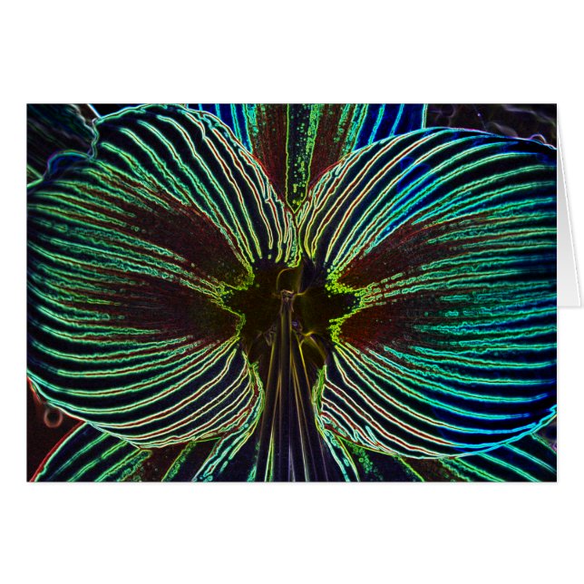 Neon Amaryllis Hälsningskort (Framsidan Horizontal)