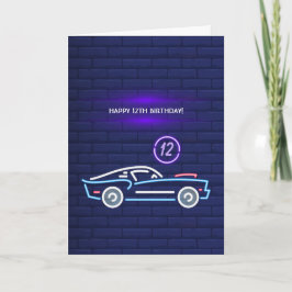 Neon Amerikansk Muscle Car Födelsedagsfest Kort