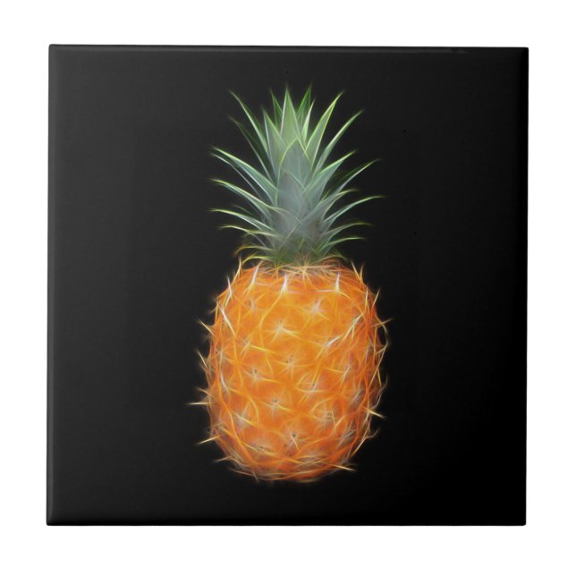 Neon Ananas Lysande Frukt Konst  Kakelplatta (Framsidan)