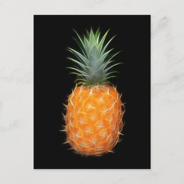 Neon Ananas Lysande Frukt Konst  Vykort (Framsida)