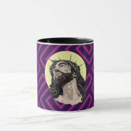 Neon Andean Pattern Jesus Christ Mug - Taza Cristo Mugg