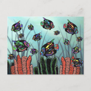 Neon Angelfish Coral Reef Vykort