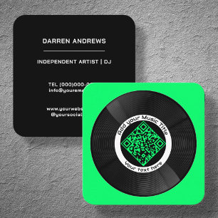 Neon Anpassade Music QR Code LP Vinyl Fyrkantigt Visitkort