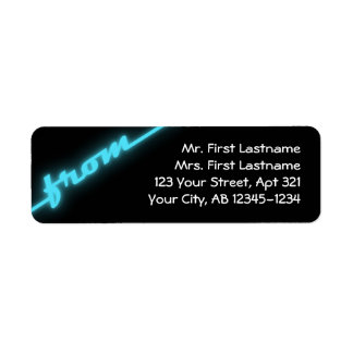 Neon Aqua Blue & Black-Returetiketter Returadress Etikett