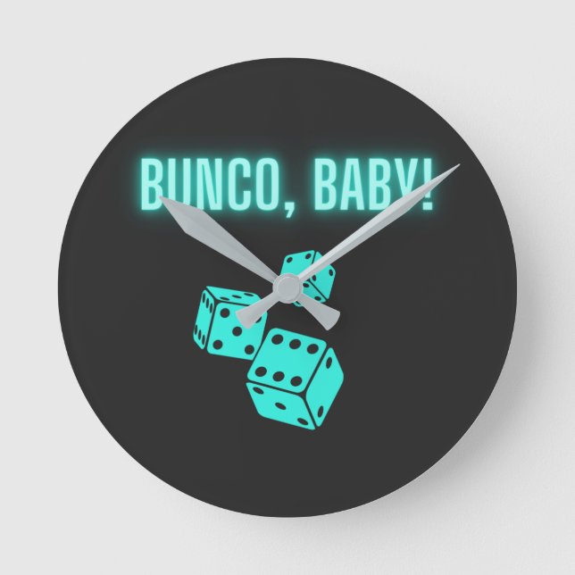 Neon Aqua Bunco Baby Rund Klocka (Framsida)