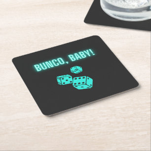 Neon Aqua Bunco Baby Underlägg Papper Kvadrat