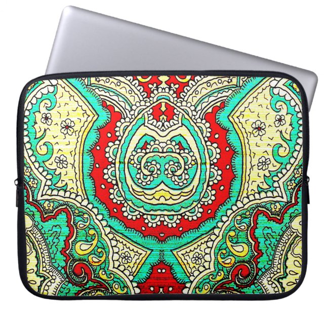 Neon arabesque ornament: 80 år stil. laptop fodral (Framsidan)
