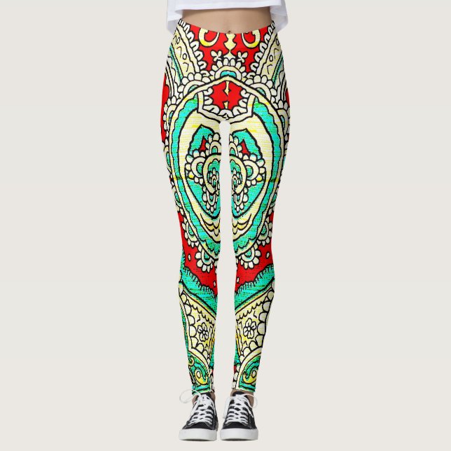 Neon arabesque ornament: 80 år stil. leggings (Framsida)