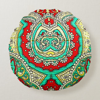 Neon arabesque ornament: 80 år stil. rund kudde