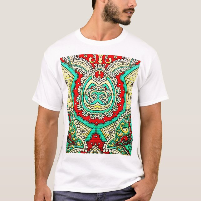 Neon arabesque ornament: 80 år stil. t shirt (Framsida)