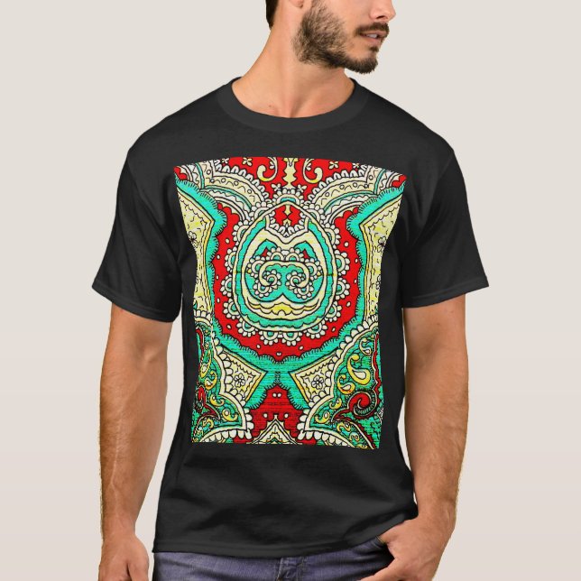 Neon arabesque ornament: 80 år stil. t shirt (Framsida)