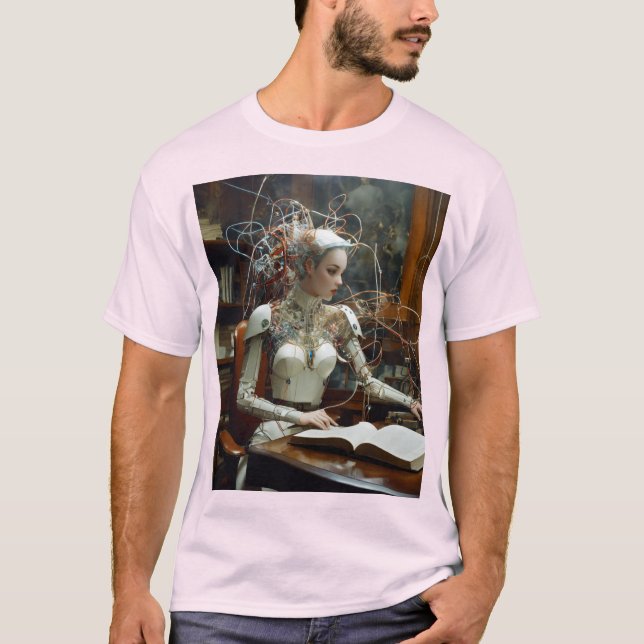 Neon Archives: Cybernetic Wisdom Unveiled T Shirt (Framsida)