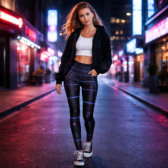 Neon Arkad Grid 80-tal Retro  Leggings (Skapare uppladdad)