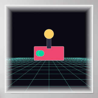 Neon Arkad Joystick - Retro Spelväggkonst Poster