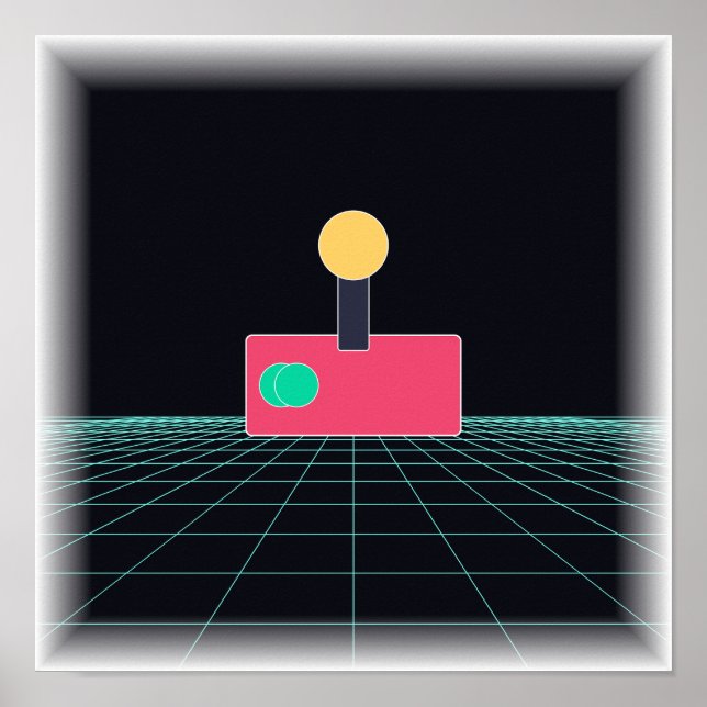 Neon Arkad Joystick - Retro Spelväggkonst Poster (Framsidan)