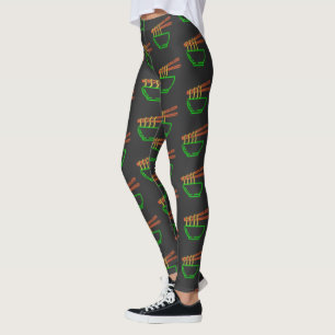 Neon Asian Noodle Bowl Mönster Leggings