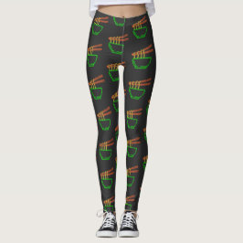Neon Asian Noodle Bowl Mönster Leggings