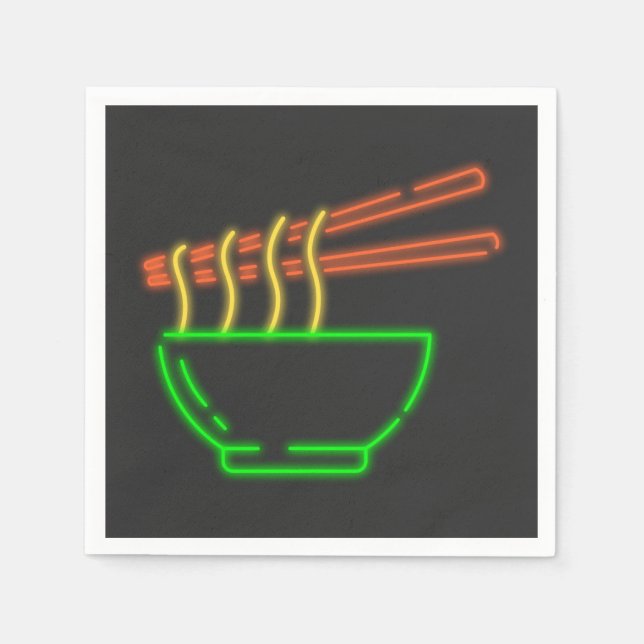 Neon Asian Noodle Bowl Pappersservett (Framsidan)