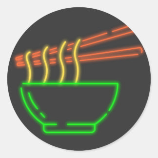 Neon Asian Noodle Bowl Runt Klistermärke