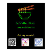 Neon Asian Noodle Bowl Social Media QR-koder