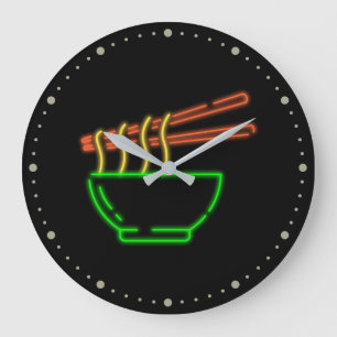 Neon Asian Noodle Bowl Stor Klocka