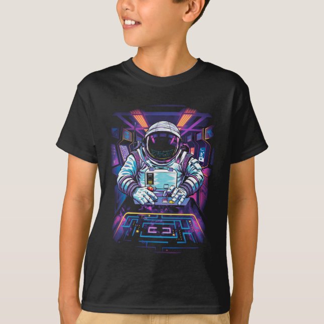 Neon Astronaut Kosmisk Rymdutforskning Grafik  T Shirt (Framsida)