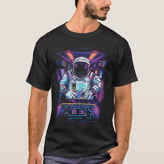 Neon Astronaut Kosmisk Rymdutforskning Grafik  T Shirt (Framsida)