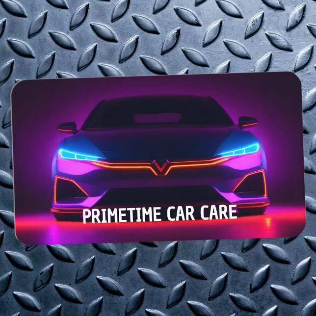 Neon 🏎️ automatisk detaljerare visitkort (Auto Detailer Neon Business Cards)