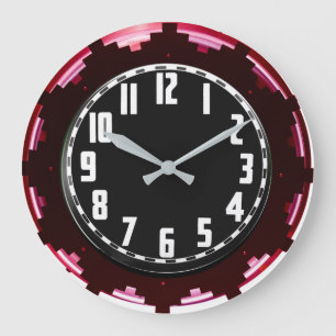 Neon Aztec 1930's Clock Stor Klocka