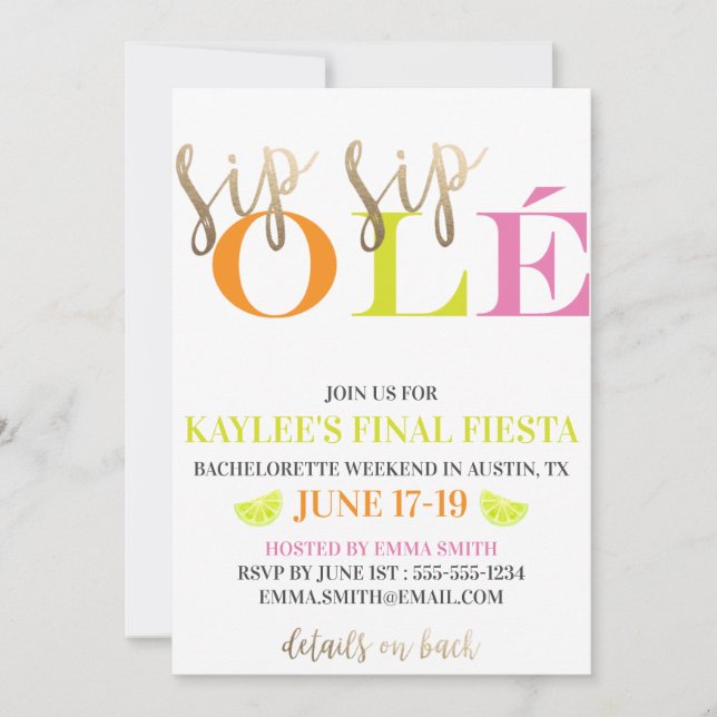 Neon Bachelorette Helg Modern final Fiesta Inbjudningar (Framsida)