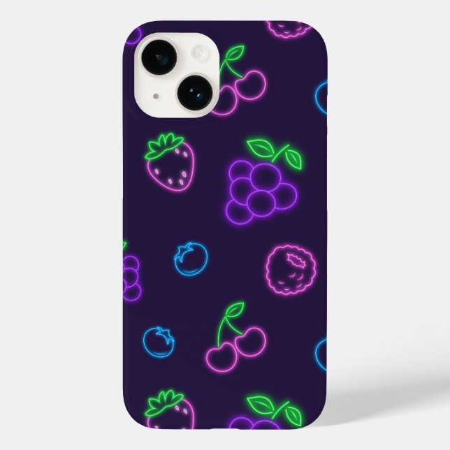 Neon Bär Mustr iPhone 14 Fodral (Baksida)