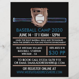 Neon Baseball Fladdermus & Gear, Baseball Camp Adv Reklamblad