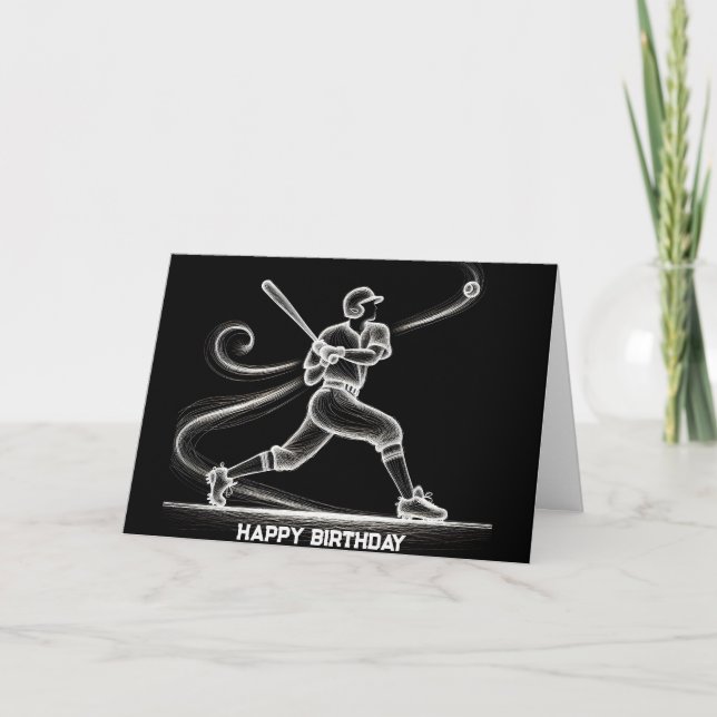 Neon Baseball Player Kort (Framsida)