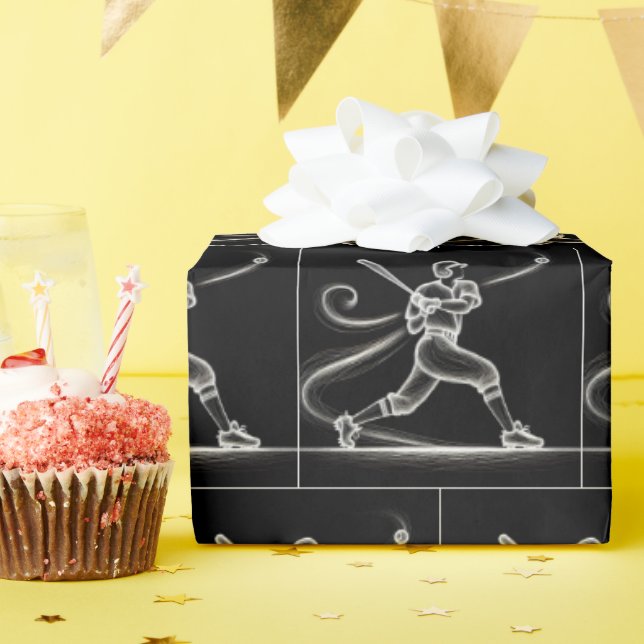 Neon Baseball Player med ljusspår Presentpapper (Födelsedagsfest)