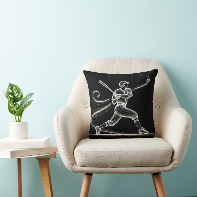 Neon Baseball Player Swinging A Fladdermus Kudde (Stol)
