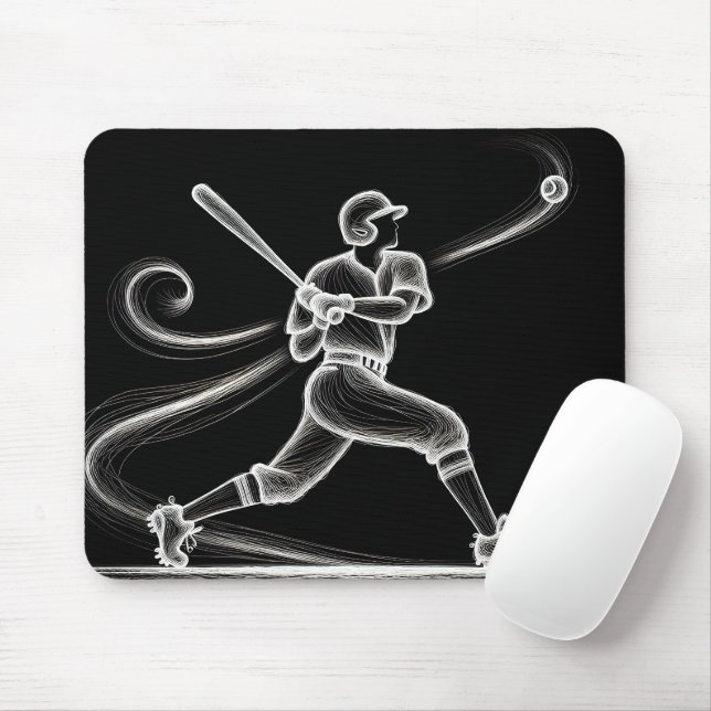 Neon Baseball Player Swinging A Fladdermus Musmatta (Med mus)