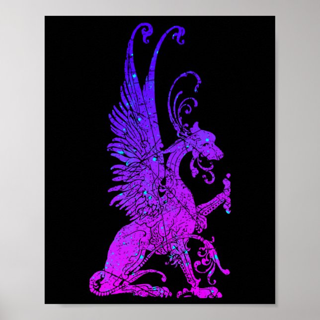 Neon Basilisk Monster Symbol Dragon Ancient Beast Poster (Framsidan)
