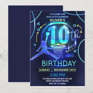 Neon Basketball Birthday-inbjudan Inbjudningar